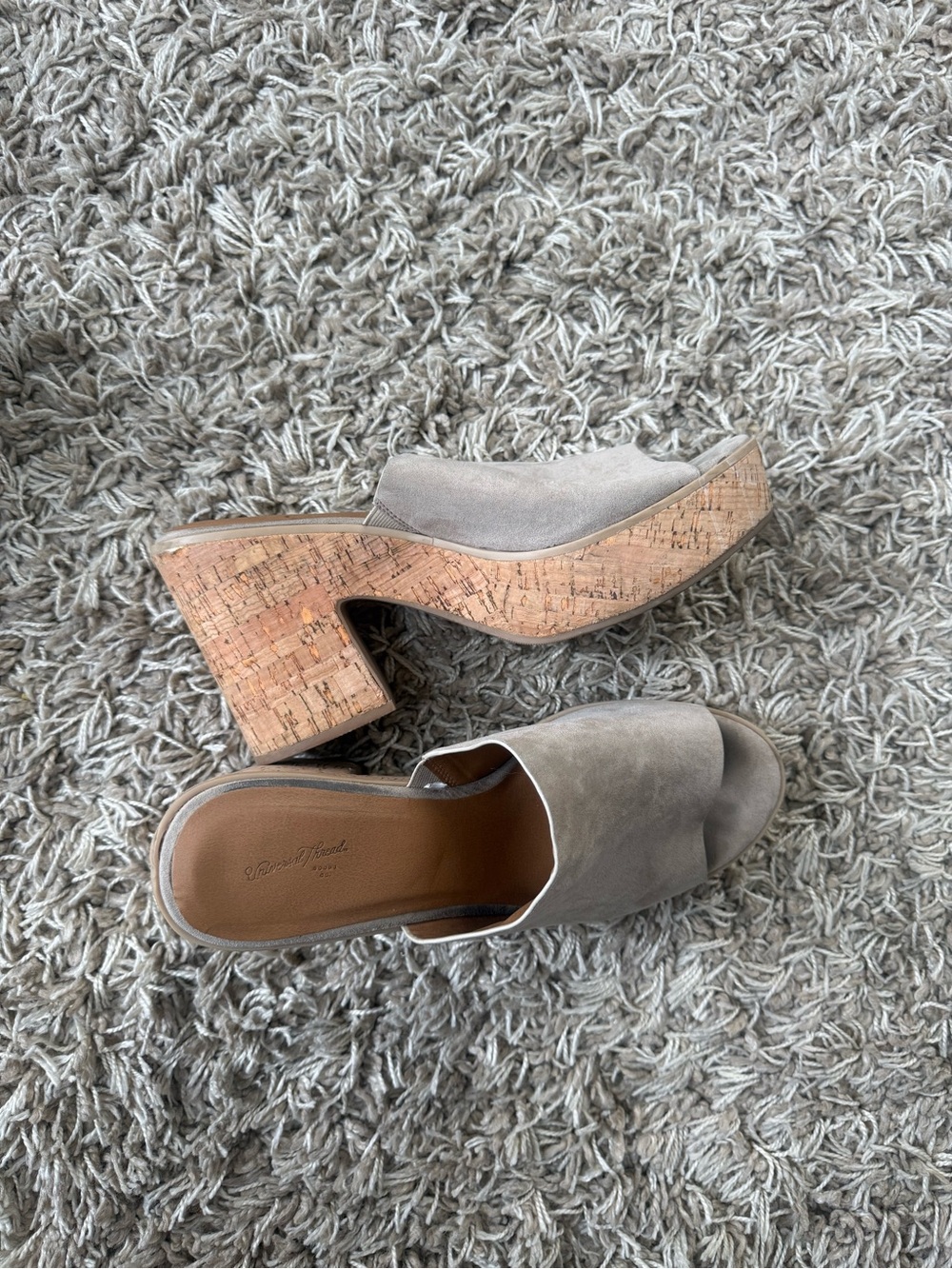Comfort Suede Cork Platform Mules - Taupe